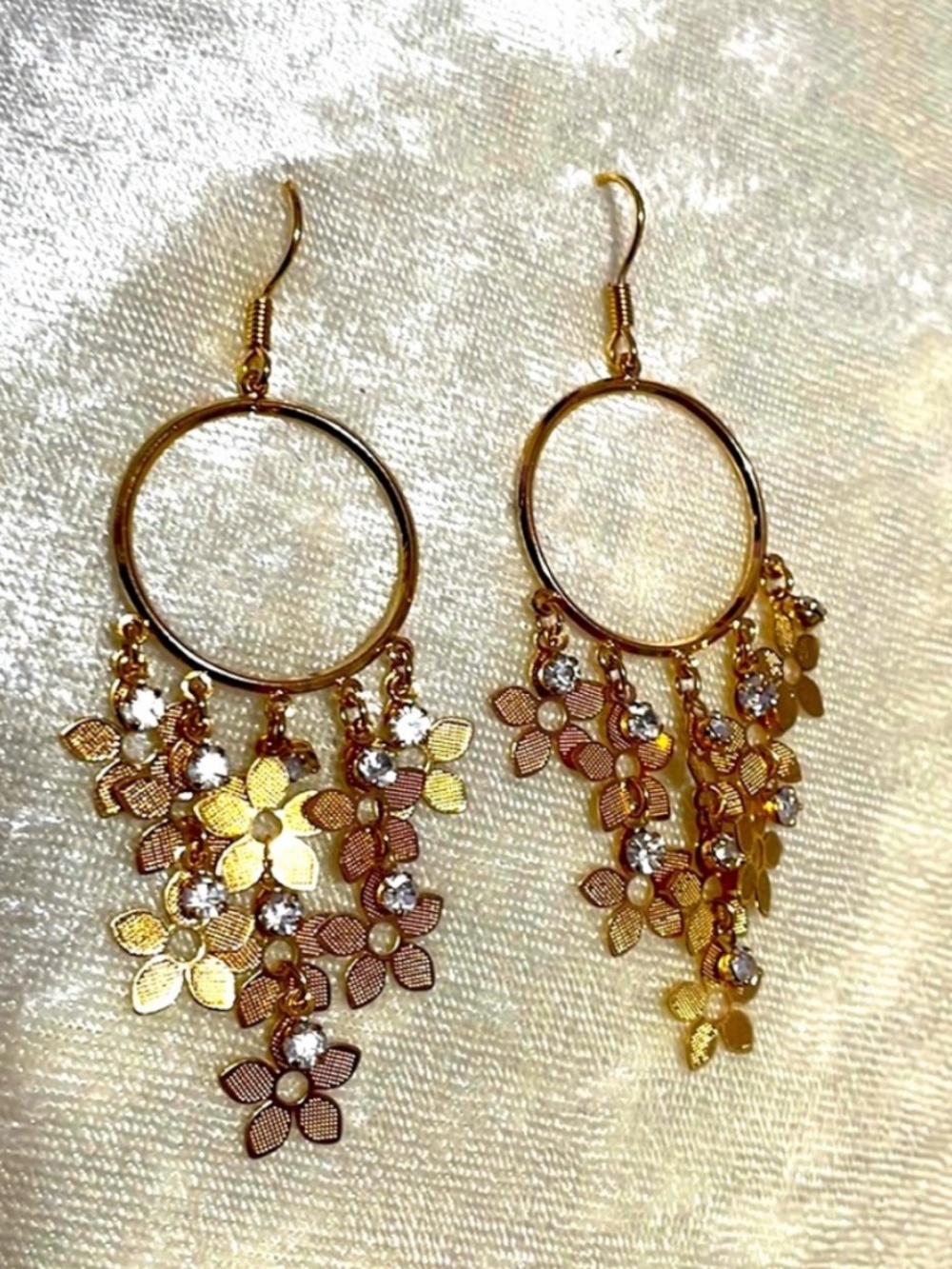 Floral hoop earrings